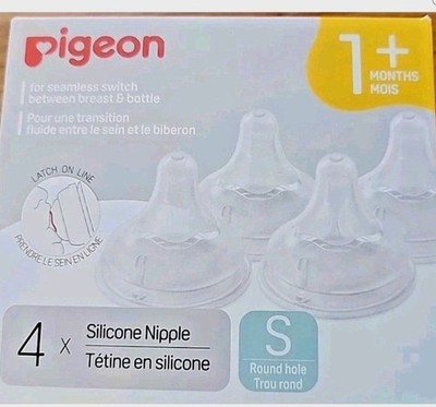 Pigeon Silicone Nipple Natural Feel 1+ Months 4 Count ~ SEALED.B8