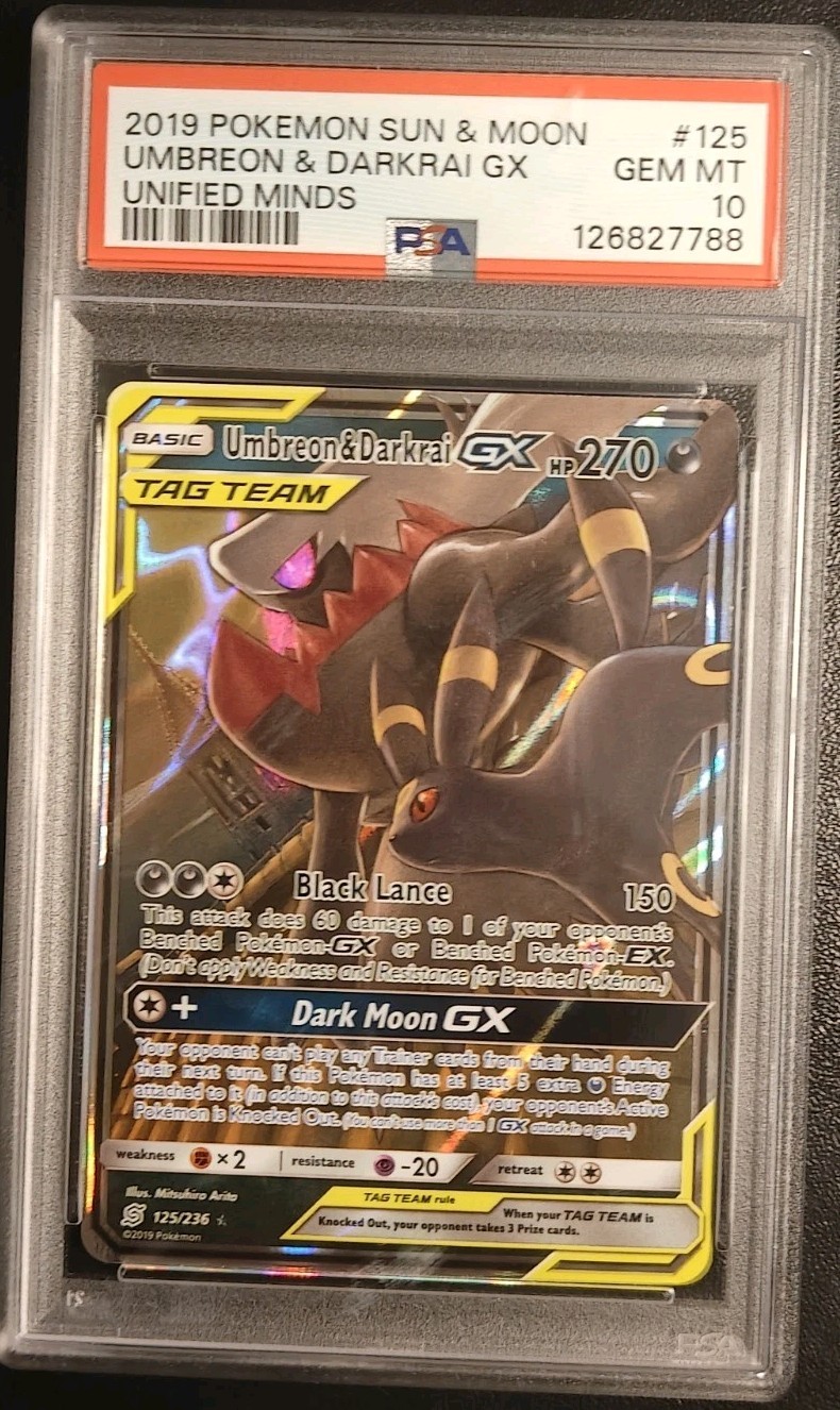 Umbreon & Darkrai GX 125/236 Sun & Moon Sm-Unified Minds #125 Holo PSA 10