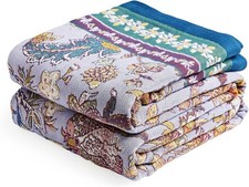 100% Organic Cotton Sofa Large Bed Throw Blanket-200x230cm, Soft Skin-friendly