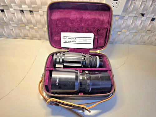 Komura 400mm F6.3 Telephoto Lens W/ Hood & Leather Case Pentax M42 SCREWMOUNT