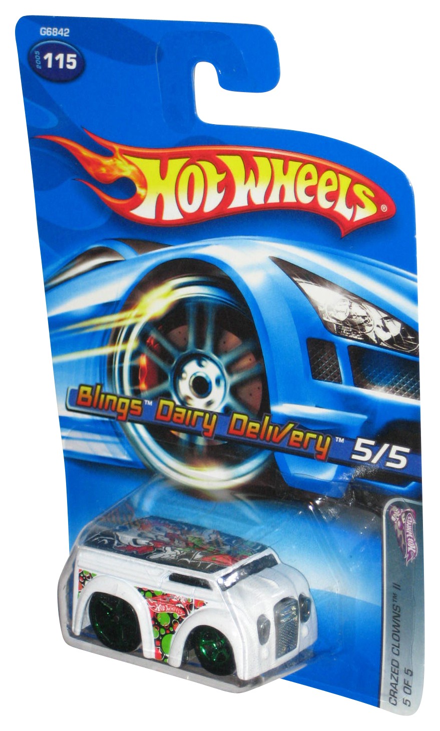 Hot Wheels Crazed Clowns II 5/5 (2005) White Blings Dairy Delivery Toy Car #115