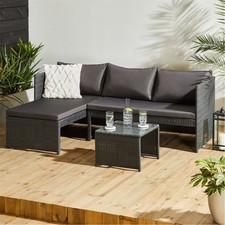 Corner Rattan Chaise Sofa Set Outdoor Garden Lounge Furniture