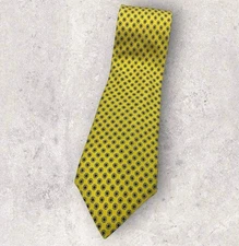 E. MARINELLA Men's 100% Silk Necktie LUXURY Tie Yellow Floral W:4" EUC