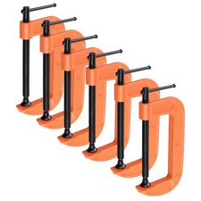 6 Piece 5 Inch G Clamp Orange C Clamps With 140mm Jaw Opening Malleable Cast Iro