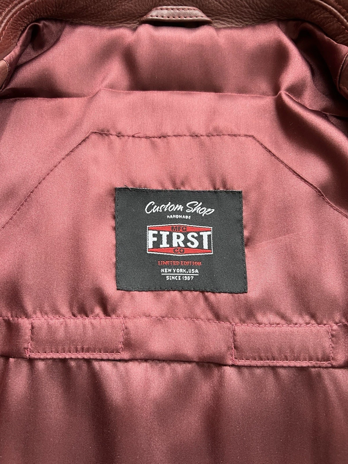 First MFG Motorcycle Leather Bomber Jacket XL image 3