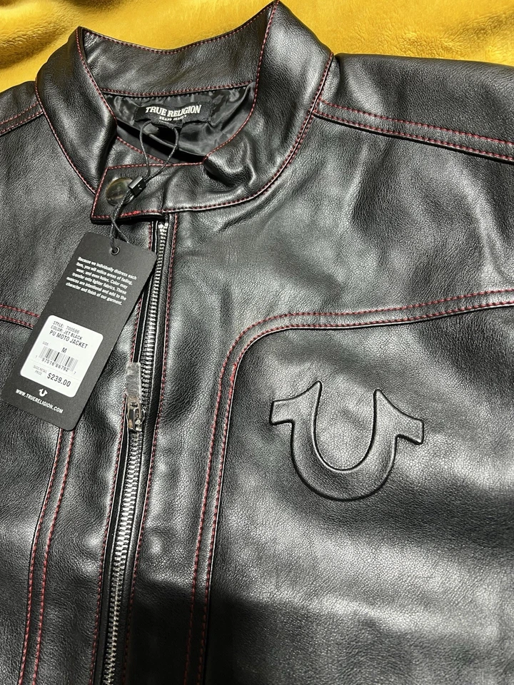 CHAQUETA MOTO TRUE RELIGION PU, hombre color Jet Balck, pequeña, estilista, cremallera completa Foto 4 de 4