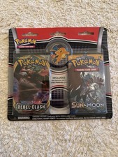 Pokémon Blister Rebel Clash + Sun & Moon Pack Charizard Collectible Pin • Sealed