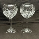 WATERFORD PALLAS (set of 2) Crystal Wine Goblets cut base stem Ireland VNTG
