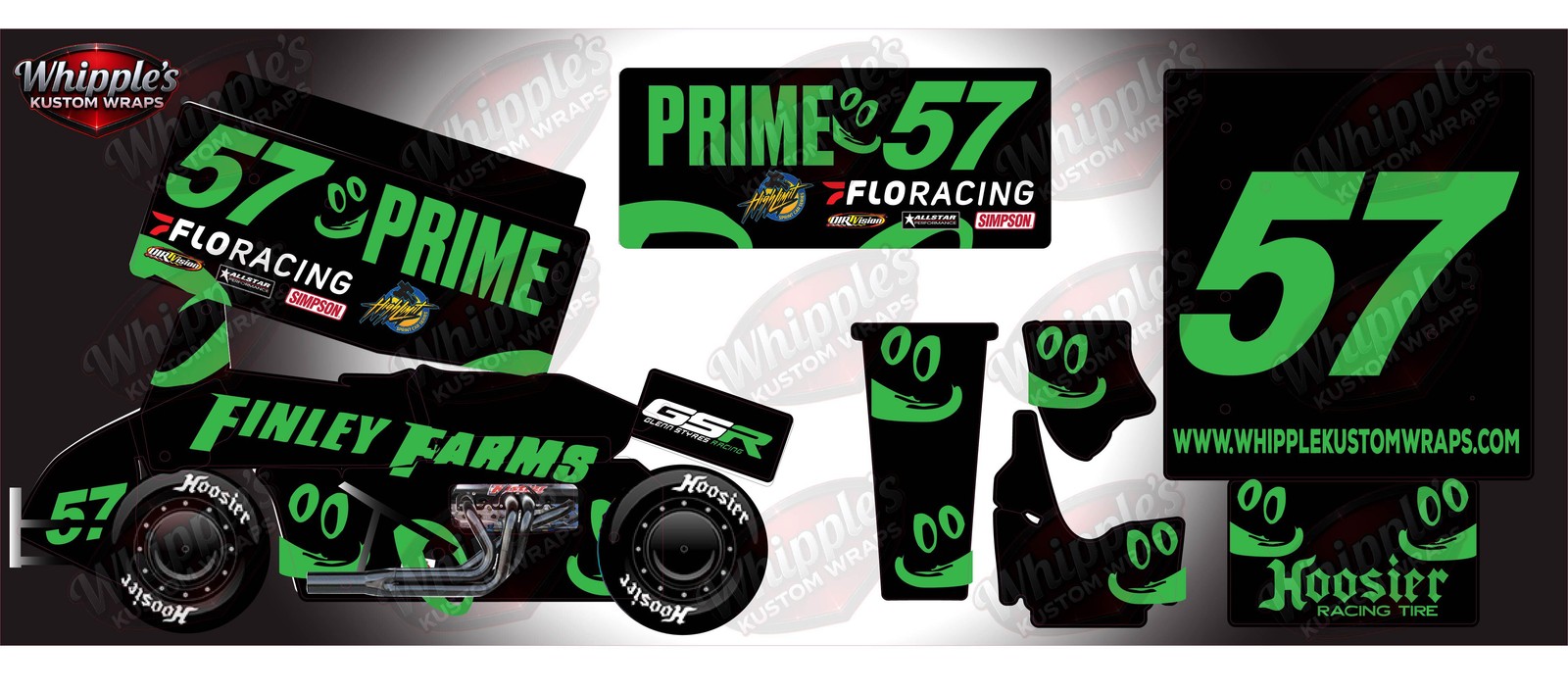 Kyle Larson 57 Prime Losi 22 Knoxville Black Sprint Car Remote Control Car Wrap