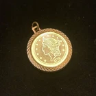 1776 Liberty Medallion Pendant Gold Tone Coin Style Patriotic