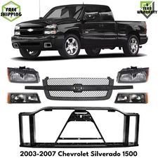 Front Grille Assembly & Headlights Kit For 2003-2007 Chevrolet Silverado 1500
