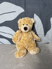 Aurora Plush Teddy Bear Honey Brown Nose Tan Bow 11" Minky Swirl Toy Pet Lovey