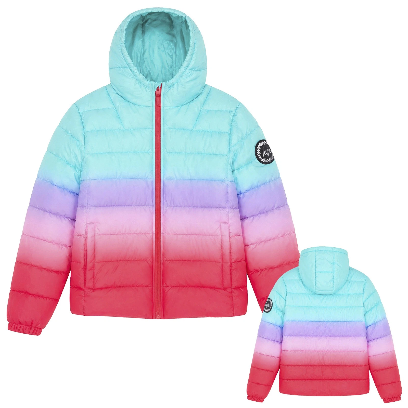 HYPE - Girls Pink Padded Jacket Hooded Quilted Warm Winter Coat