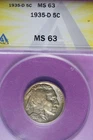 1935 D ANACS MS63 BUFFALO NICKEL #B51422