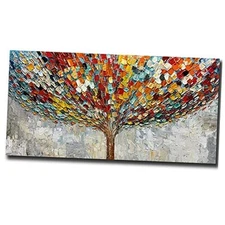  Art,24x48 Inch Modern Abstract Tree Art Hand-Painted Oil Paintings Acrylic 