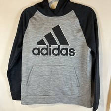 Boys Light and Dark Gray Adidas Hoodie Pullover -Size Youth Large 14/16 Active