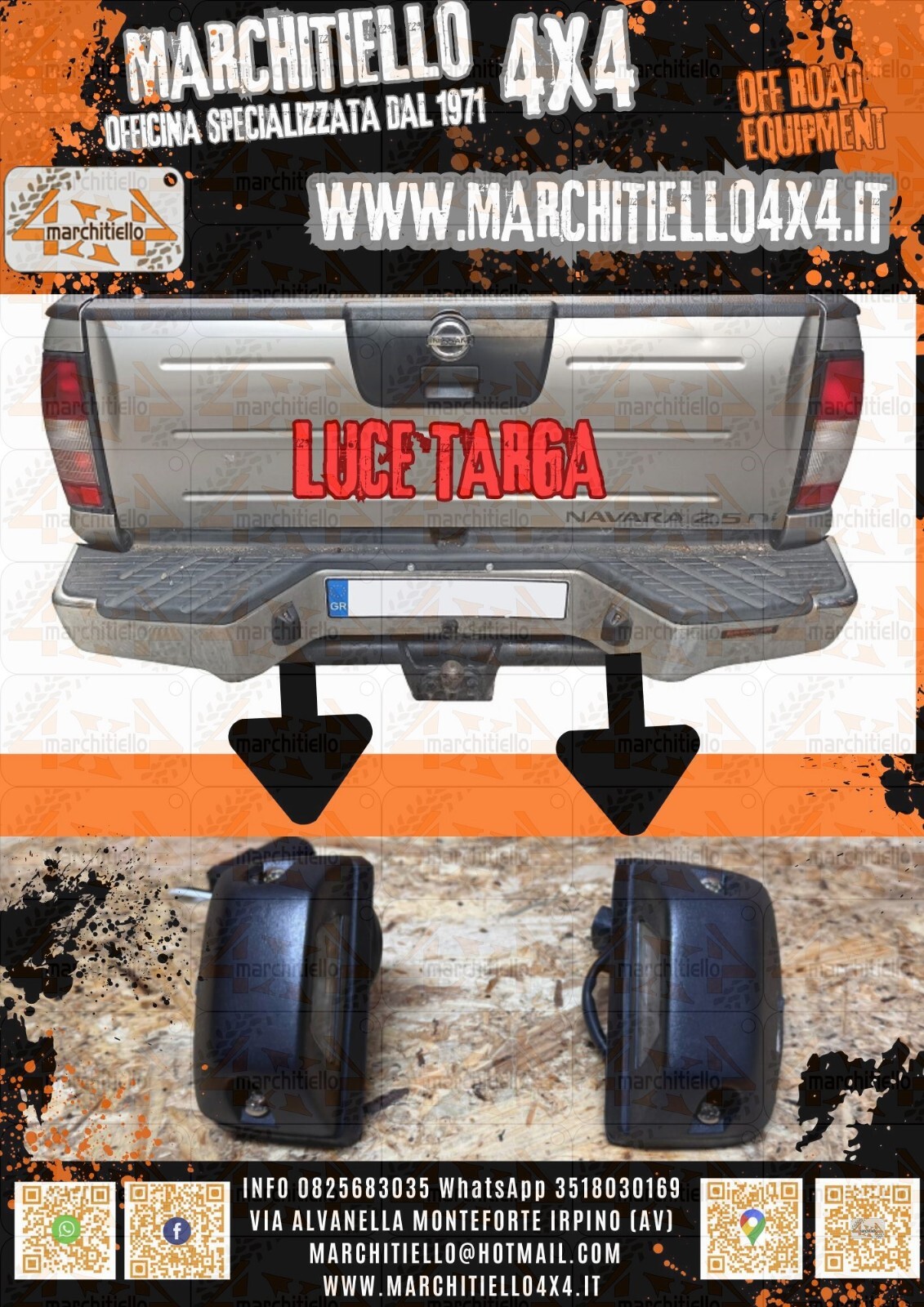 Luci Targa LED Nissan Navara D22 D21 Off-Road Ready con Spinetta