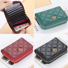 Women RFID Blocking Leather Wallet Credit Card ID Holder Zipper Purse Waterproof