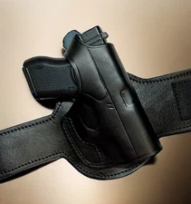 For GLOCK 43 43X, Right Hand Black Leather Thumb Break Ankle Holster