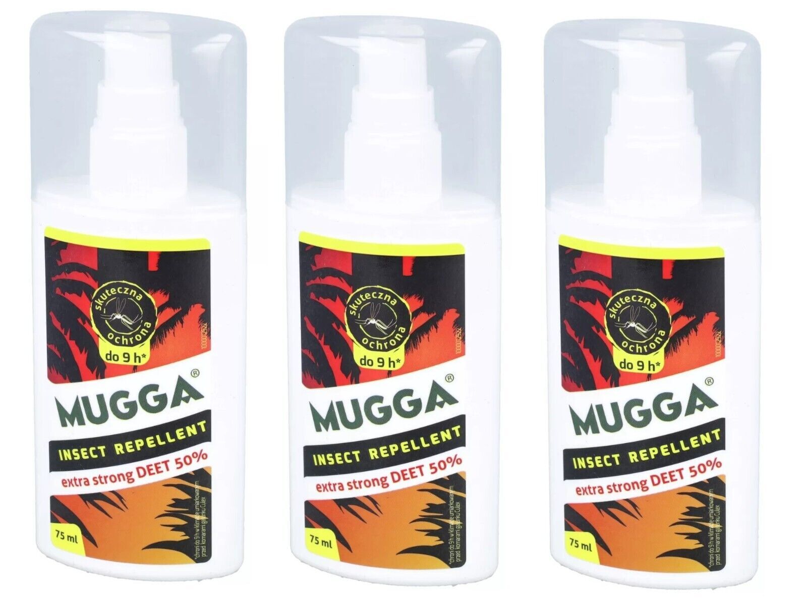 MUGGA - REPELLENTE PER INSETTI, SPRAY, 50% DEET, 3x75 ML, P&amp;P GRATUITO