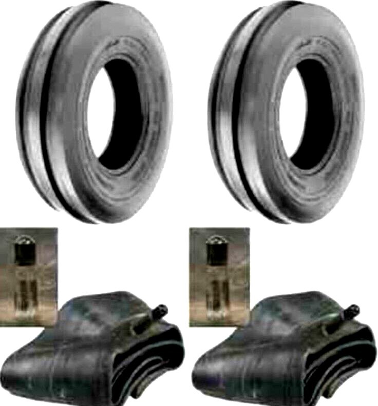TWO 3.50-6 Tri-Rib 3-Rib Three Rib Front Tires & Tubes-4PR Heavy Duty