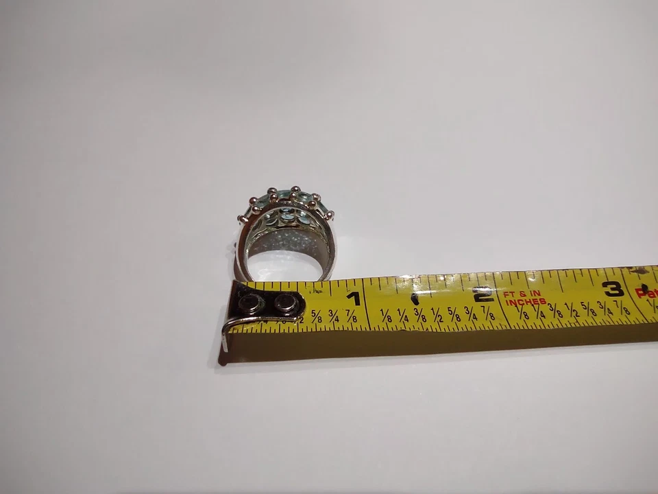 ANILLO ESTILO ANTIGUO PLATA ESTERLINA 925 TOPACIO AZUL CIELO NATURAL TALLA 6,5 Foto 2 de 4