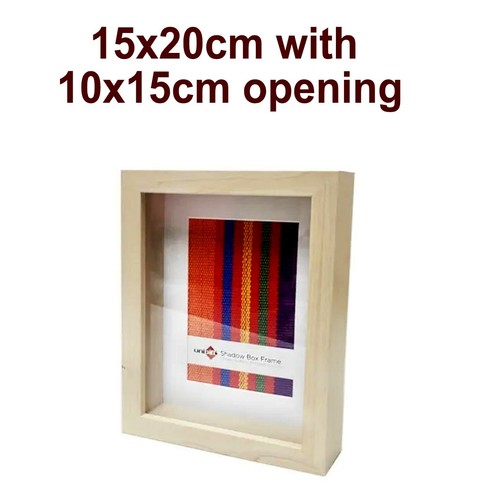 Deep 3D Shadow Box Frame Natural Wood Finish for Art Photo Craft Memory Display - Photo 3 sur 9