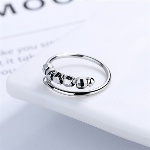 Anello antistress ansia anello fidget donna anelli argento gioielli perline adulti - Foto 11 di 12