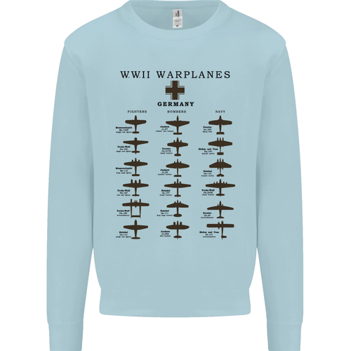 German War Planes WWII Fighters Aircraft Kids Sweatshirt Jumper - Picture 58 of 87