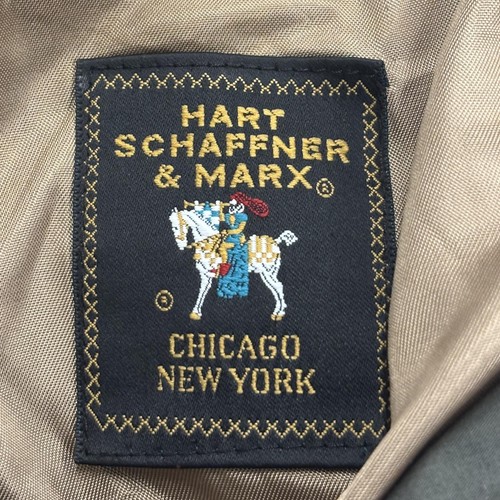 Hart Schaffner Marx Trench Coat Men 44L Green Vented Lined Collared Button Front - Picture 3 of 8