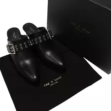 Rag & Bone NWB Slip-On Spire Mules w/ Buckles Size 37 (US 7) in Black Leather