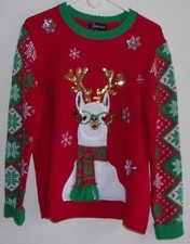33 DEGREES UGLY CHRISTMAS SWEATER W/LLAMA SEQUIN UNISEX M