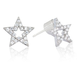 925 Sterling Silver White Gold Over Sparkling Star Shape Diamond Image Is Loading 925 Sterling Silver White Gold Over Sparkling Star