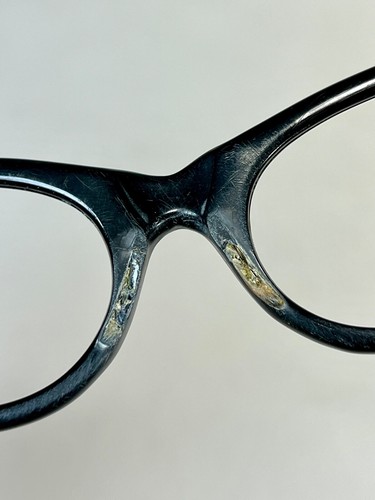Vintage 1950's black horn-rim CAT EYE frames glasses BAUSCH & LOMB 4 1/4-5 1/2 - Picture 6 of 8