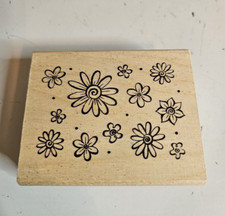 Daisy Pattern Wood Mounted Rubber Stamp Flowers Nature Craft Stamp