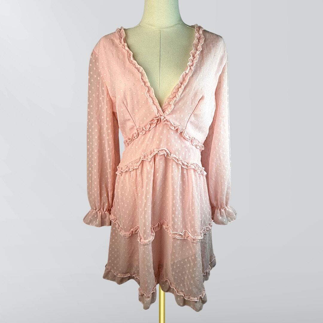 pink polka dot puff sleeve dress Pink Ballet Polka dot dress
