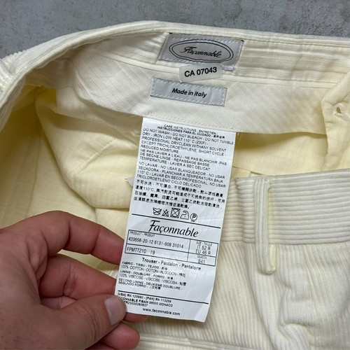 Faconnable Corduroy Pants Made in Italy Cotton Ivory 38x26 - Picture 6 of 9
