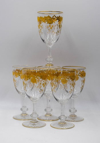 6 St. Louis Gold Gilded "Massenet" Water Goblets Circa 1920 - Picture 3 of 7
