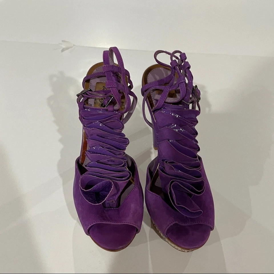 Topshop Boutique Passion Tacones Plataforma Volantes Púrpura Talla 38 Foto 2 de 4