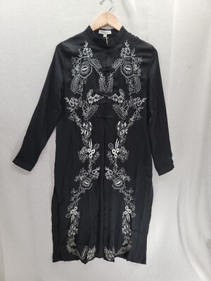 NWT Honey Punch Black High Neck Maxi Jacket Dress with Ornate Embroidery  Size-S | eBay