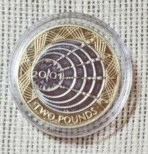 2001 Two Pound Coin Marconi Radio Waves 1901 Queen Elizabeth II Bi Metallic BU