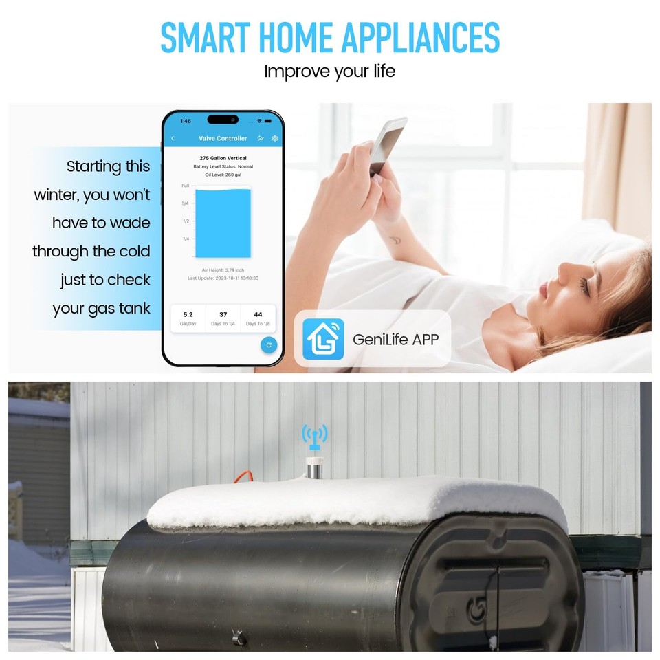 Smart Oil Gauge, WiFi Heating Oil Tank Gauge with Exclusive Detection