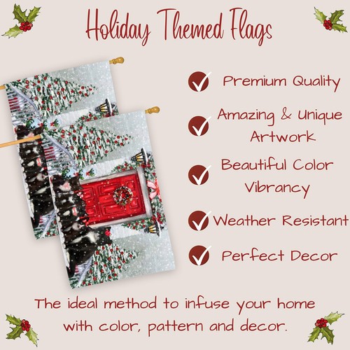 Tuxedo Cat House Flag Christmas Double Sided 28"x40" Many Designs NWT NEW - Picture 9 of 58
