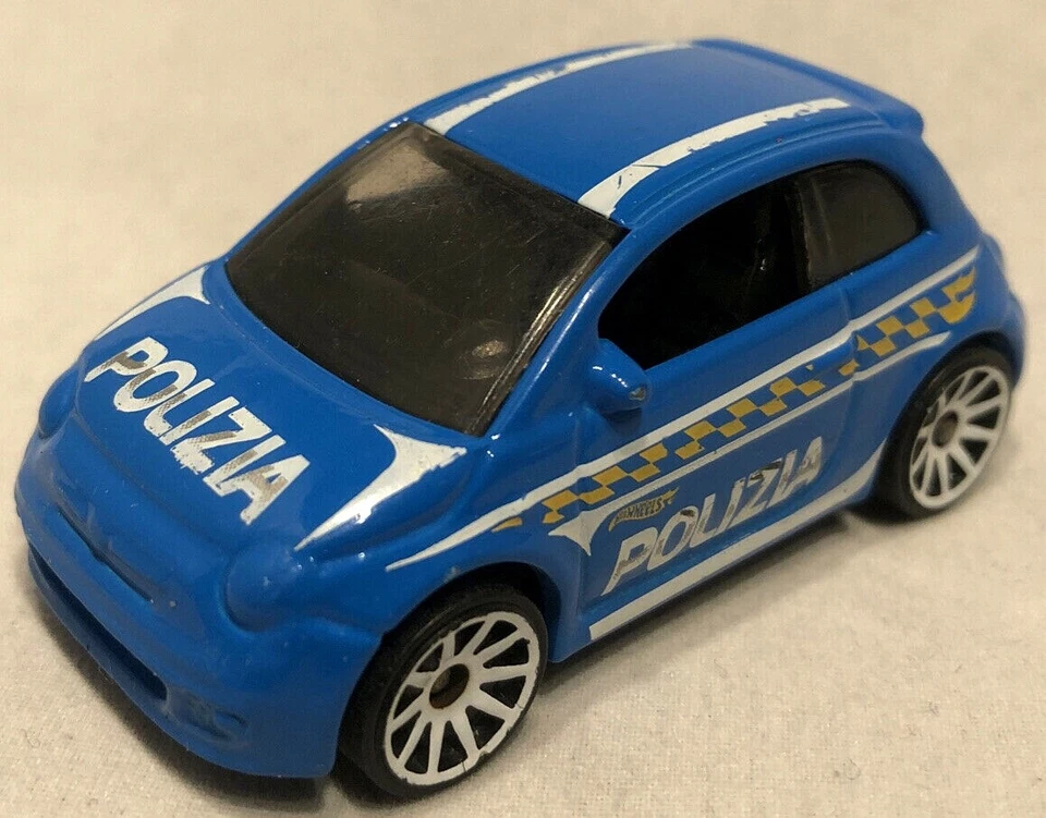 Coche Mattel Hot Wheels 2015 HW City azul Fiat 500 "POLIZIA" ~ SIN ventanas delanteras Foto 3 de 4