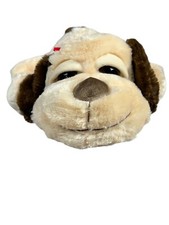 Hugfun Beagle Dog Plush Realistic Smile Large Eyes Floppy Tan Big Head Red Bow