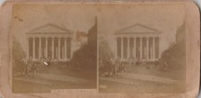 STEREO VINTAGE PRINT PHOTOGRAPH - PARIS LA MADELEINE WITH OTTOMAN WRITING