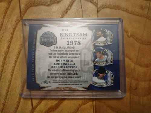2024 Leaf Bronx Legacy RING TEAM White Piniella Reggie Jackson AUTO 3/5 YANKEES - Picture 2 of 2