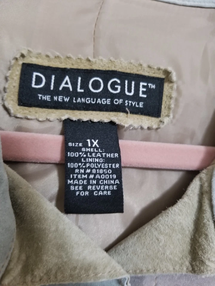 DIALOGUE VINTAGE WASHABLE PATCHWORK SUEDE JACKET/1X CAMEL-BLUE-GREEN & LAVENDER  - Image 3 of 4