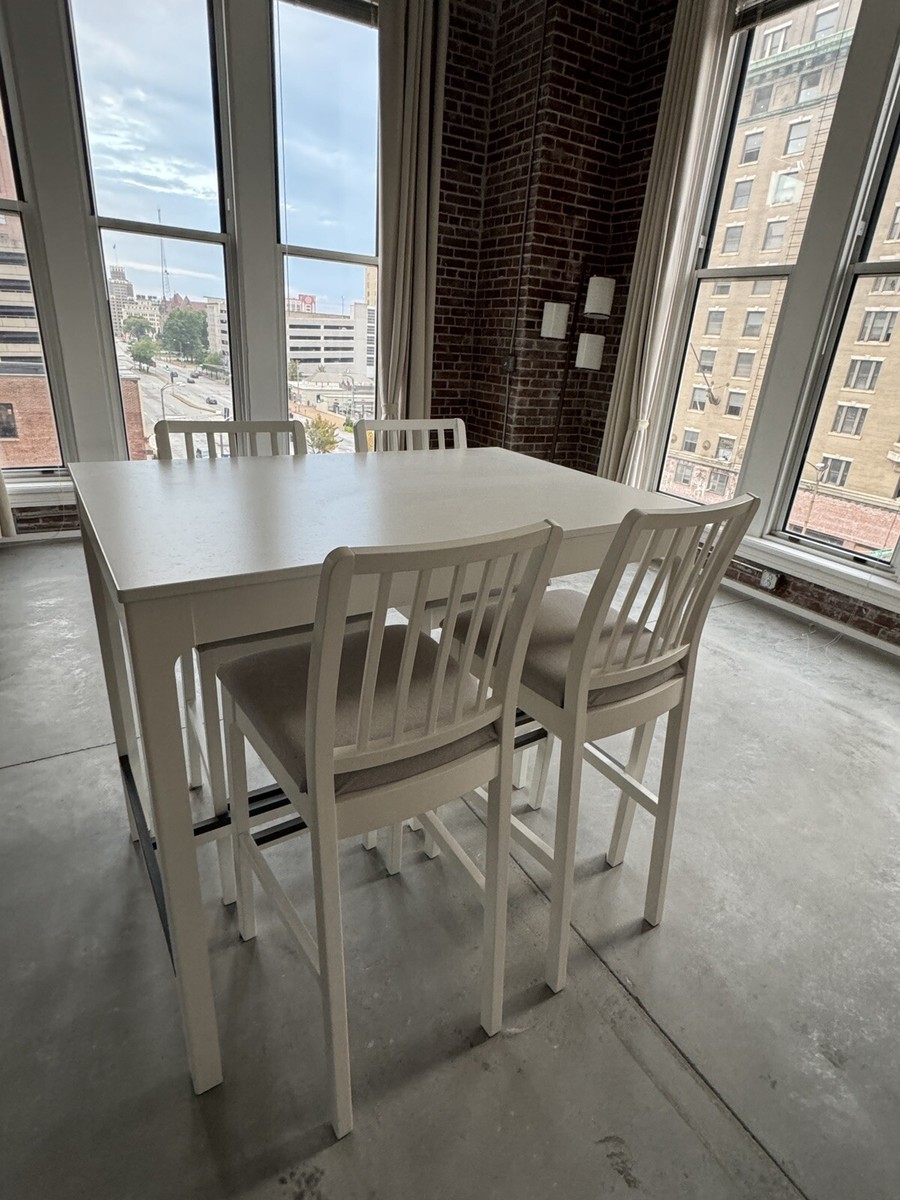 IKEA EKEDALEN Bar table and bar stools, white /Orrsta light gray