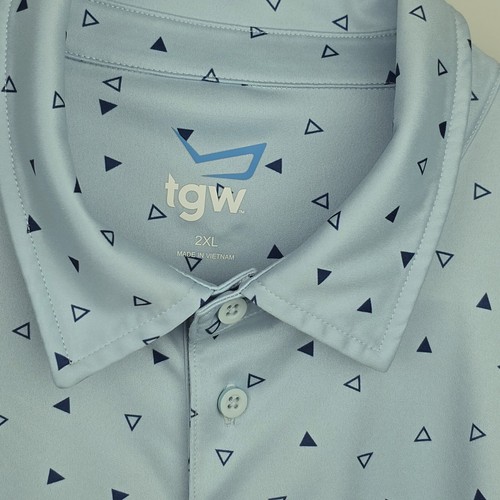 TGW Polo Golf Shirt Men's 2XL Blue Triangles Short Sleeve Collar 100% Polyester - Picture 3 of 6